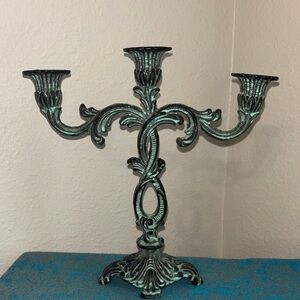 Vintage PENCO Cast Iron Three Candle Candelabra w/Beautiful Patina